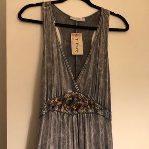 Gray boho fringe sleeveless dress